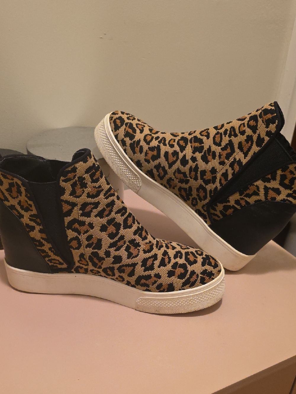 Steve Madden Leopard Wedge Slip-On Sneakers - Tan/Black